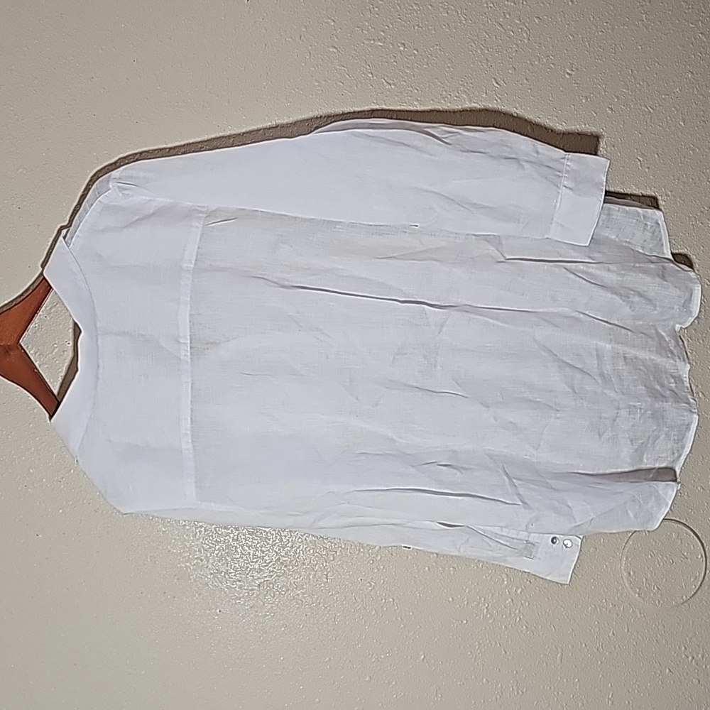 Cristian Siriano 100% Linen White Button Down Shirt - Picture 6 of 7